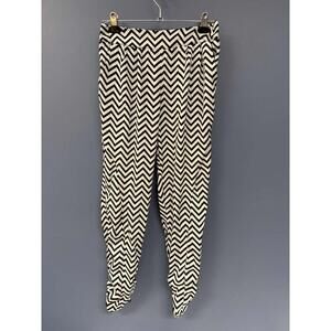 Dizzire Black White Chevron Harem Pants Size M Elastic Waist Polyester